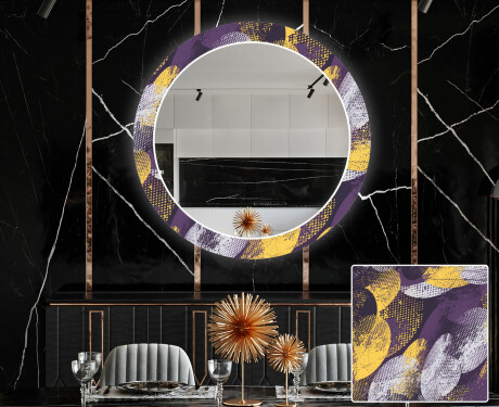 Rotondo decorativi specchio sala da pranzo retroilluminato - Round Stamp