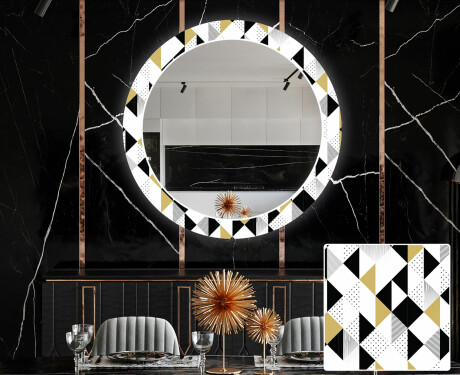 Specchi rotondo decorativi con luci da pranzo - Geometric Patterns #1