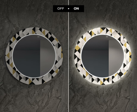 Specchi rotondo decorativi con luci da pranzo - Geometric Patterns #7
