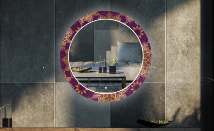 Specchio Decorativo Rotondo Retroilluminato a LED Per Il Salone - Gold Mandala