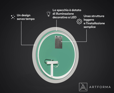 Specchi LED rotondo decorativi da parete per ingresso - Botanical Flowers #3