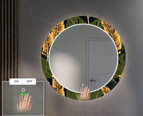 Specchi LED rotondo decorativi da parete per ingresso - Botanical Flowers #5