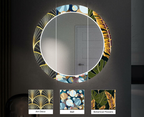 Specchi LED rotondo decorativi da parete per ingresso - Botanical Flowers #6