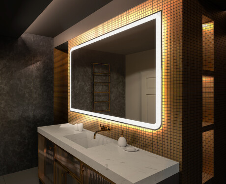 Specchio da parete moderno per bagno con luci L146