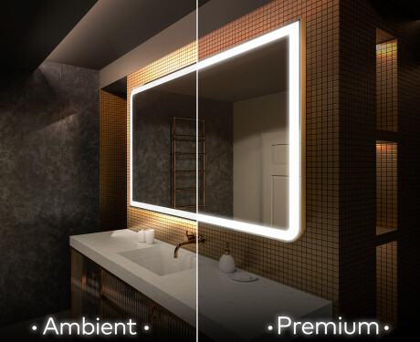 Specchio da parete moderno per bagno con luci L146