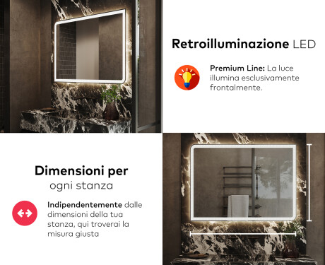 Specchio da parete moderno per bagno con luci L146 #5