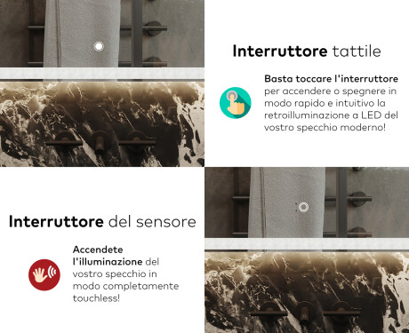 Specchio da parete moderno per bagno con luci L146 #9