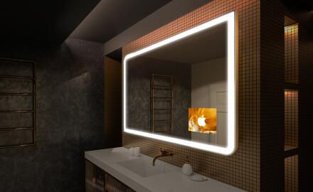 Specchio da parete moderno per bagno con luci L146