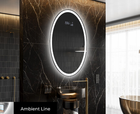 Ovale specchio moderno con luci LED - Verticale L227