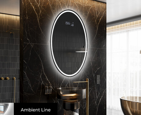 Ovale specchio moderno con luci LED - Verticale L228