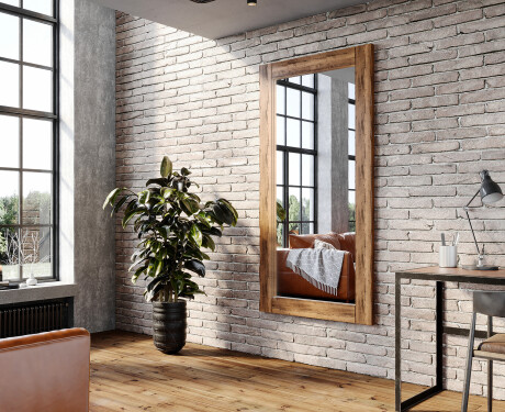 Verticale specchio rettangolare con cornice in legno L224