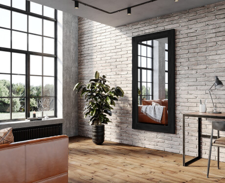 Verticale specchio rettangolare con cornice in legno L224 #7