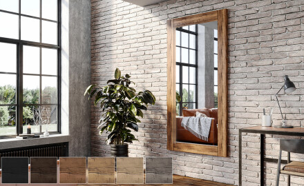 Verticale specchio rettangolare con cornice in legno L224