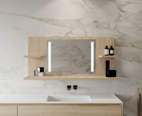 Appendiabiti con specchio con luci bagno con mensola L02 #10