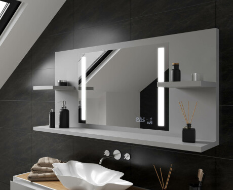 Appendiabiti con specchio con luci bagno con mensola L02 #11