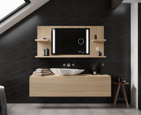 Appendiabiti con specchio con luci bagno con mensola L02 #4