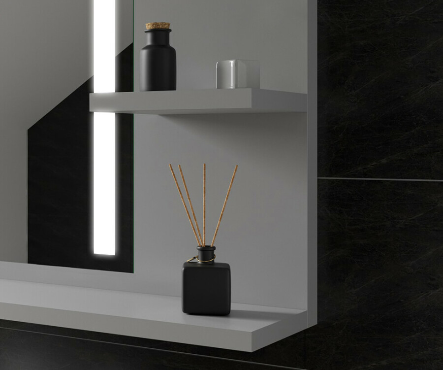 Artforma - Appendiabiti con specchio con luci bagno con mensola L02
