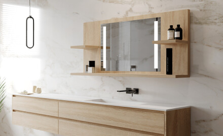 Appendiabiti con specchio con luci bagno con mensola L02
