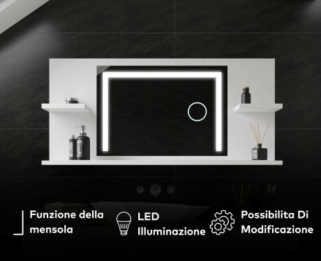 Specchio retroilluminato bagno con mensola L11 #7