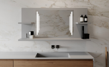 Appendiabiti con specchio con luci bagno con mensola L27