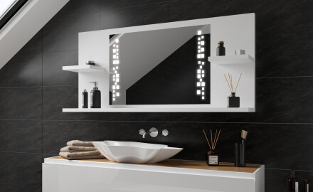 Specchio retroilluminato bagno con mensola L38