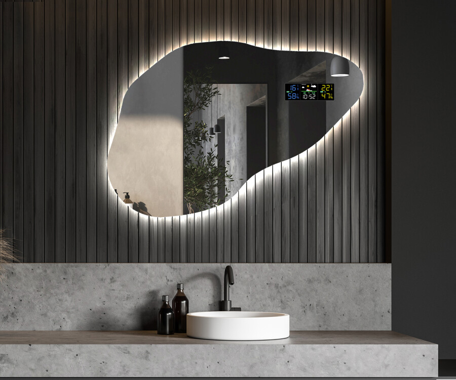 Artforma - Specchio da bagno LED di forma irregolare P221