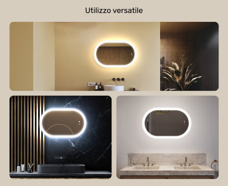 Specchio da bagno illuminato, bicolore, interruttore touch, tappetino riscaldante #2