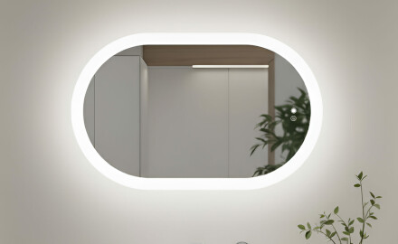 Specchio da bagno illuminato, bicolore, interruttore touch, tappetino riscaldante