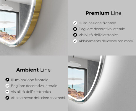 Artforma - Ovale specchio moderno con luci LED L231