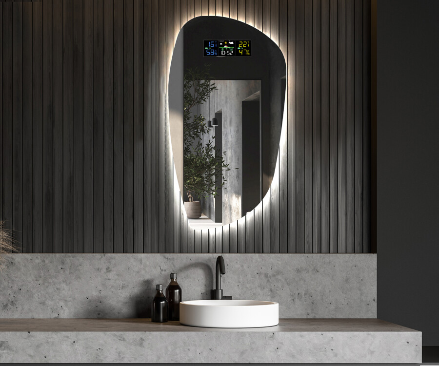 Artforma - Armadietto Da Bagno Con Specchio e Illuminazione LED - L06 Emily  66,5 x 72cm