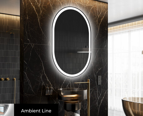 Ovale specchio moderno con luci LED - Verticale L230