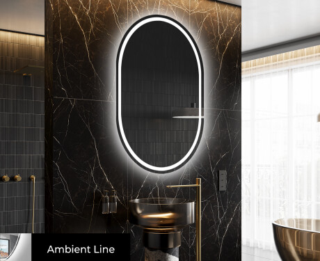 Ovale specchio moderno con luci LED - Verticale L231
