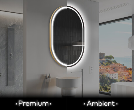 Ovale specchio moderno con luci LED - Verticale L231