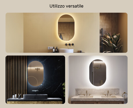 Ovale specchio moderno con luci LED 50x80cm su šaltu LED apšvietimu 7000K, šiltu apšvietimu 3000K arba neutraliu apšvietimu 4500K #2