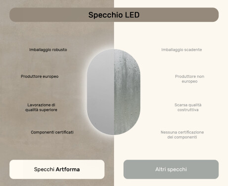 Ovale specchio moderno con luci LED 50x80cm su šaltu LED apšvietimu 7000K, šiltu apšvietimu 3000K arba neutraliu apšvietimu 4500K #6