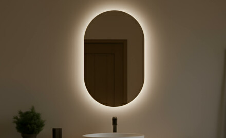Ovale specchio moderno con luci LED 50x80cm su šaltu LED apšvietimu 7000K, šiltu apšvietimu 3000K arba neutraliu apšvietimu 4500K
