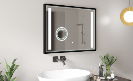 Specchio da bagno rettangolare a LED con cornice - FrameLine L02