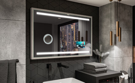 Specchio da bagno rettangolare a LED con cornice - FrameLine L09