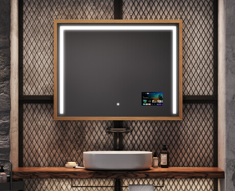Rettangolare specchi con luci LED con cornice - FrameLine L11