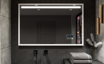 Specchio da bagno rettangolare a LED con cornice - FrameLine L124