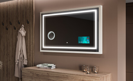 Specchio da bagno rettangolare a LED con cornice - FrameLine L15