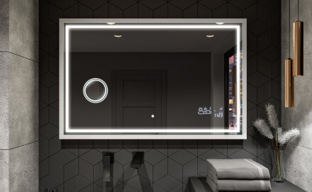 Specchio da bagno rettangolare a LED con cornice - FrameLine L49