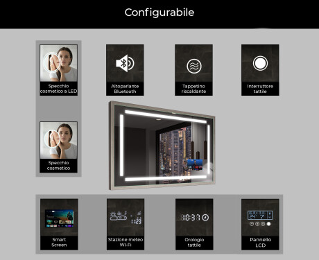 Rettangolare specchi con luci LED con cornice - FrameLine L124 #7