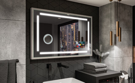 Specchio da bagno rettangolare a LED con cornice - FrameLine L124