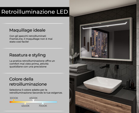 Specchio bagno LED con cornice - FrameLine L128 #4