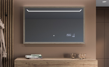 Specchio da bagno rettangolare a LED con cornice - FrameLine L128