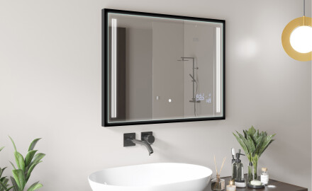 Specchio da bagno rettangolare a LED con cornice - FrameLine L131