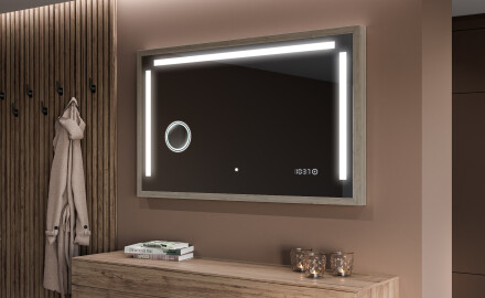 Specchio da bagno rettangolare a LED con cornice - FrameLine L134