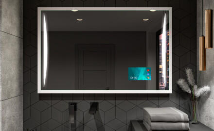 Specchio da bagno rettangolare a LED con cornice - FrameLine L135