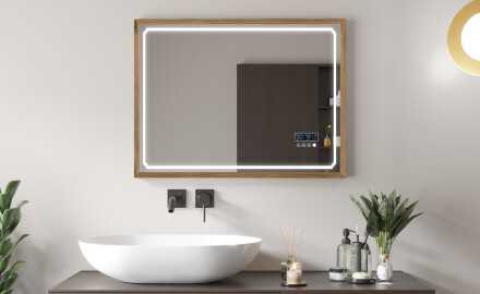 Specchio da bagno rettangolare a LED con cornice - FrameLine L137